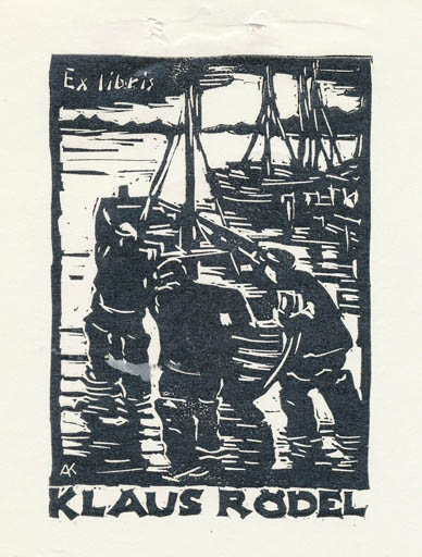 Exlibris by Kàroly Andrusko from Yugoslavia for Klaus Rödel - Maritime Ship/Boat 