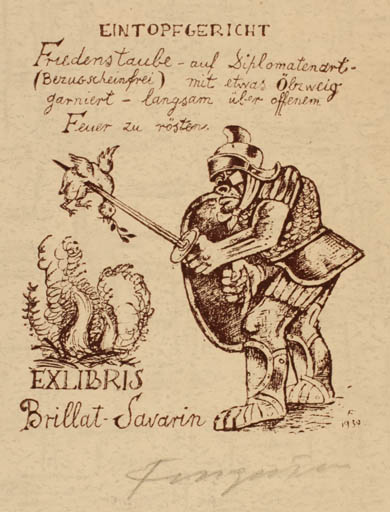 Exlibris by Michael Fingesten from Germany for Brillat Savarin - Military/War 