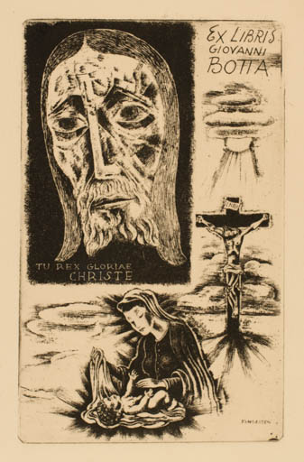 Exlibris by Michael Fingesten from Germany for Giovanni Botta - Portrait Religion 