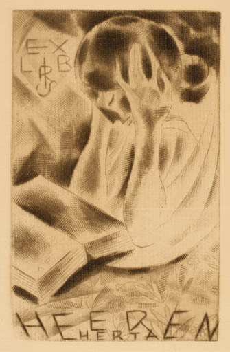 Exlibris by Michael Fingesten from Germany for Herta Heeren - Book Woman 