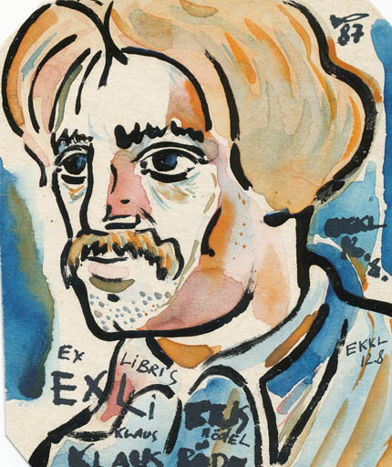 Exlibris by Jurij W. Kuznetsow from Soviet Union for Klaus Rödel - Man Portrait 