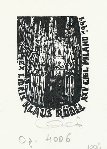 Exlibris by Kàroly Andrusko from Yugoslavia for Klaus Rödel - City Exlibris Congress 