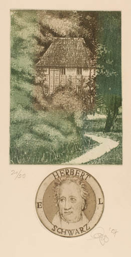 Exlibris by Olaf Gropp from Germany for Herbert Schwarz - Architecture Historical Person Scenery/Landscape Portrait 