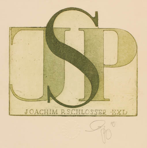 Exlibris by Olaf Gropp from Germany for Joachim  P. Schlosser - Text/Writing 