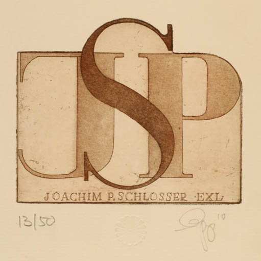 Exlibris by Olaf Gropp from Germany for Joachim  P. Schlosser - Text/Writing 