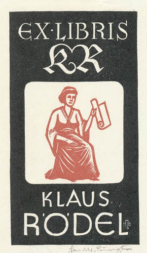 Exlibris by Hans Michael Bungter from Germany for Klaus Rödel - Woman Literature 