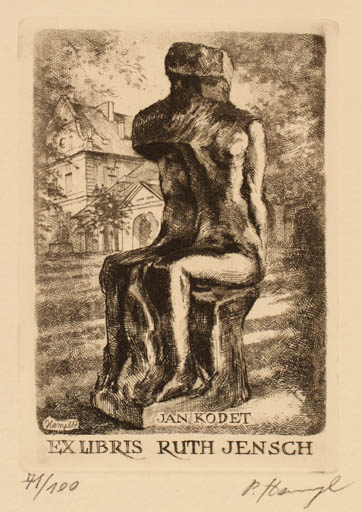 Exlibris by Petr Hampl from Czechoslovakia for Ruth Jensch - Art Couple 