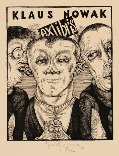 Exlibris by Karl Georg Hirsch from Germany for Klaus Nowak - Group Portrait 