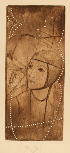 Exlibris by Pavel Hlavaty from Czechoslovakia for Inge Rödel - Woman Portrait 