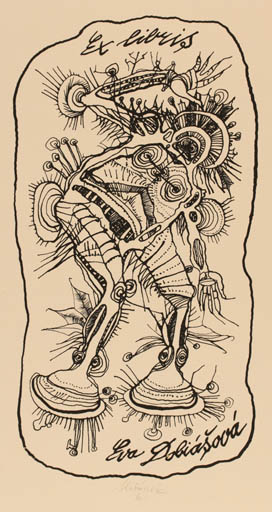 Exlibris by Jaroslav Horanek from Czechoslovakia for Eva Dobiasova - Surrealism 