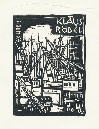 Exlibris by Kàroly Andrusko from Yugoslavia for Klaus Rödel - Maritime 