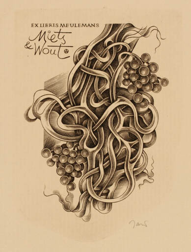 Exlibris by Wojciech Jakubowski from Poland for Miets & Wout Meulemans - Wine 