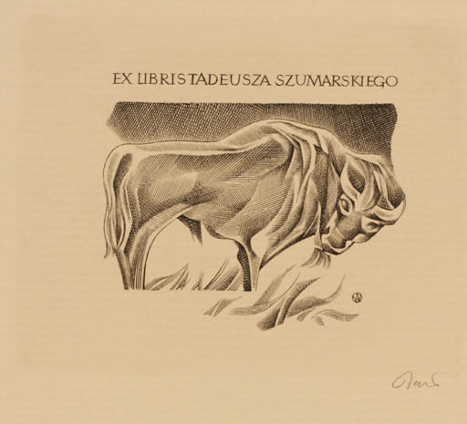 Exlibris by Wojciech Jakubowski from Poland for Tadeusza Szumarskiego - Fauna 