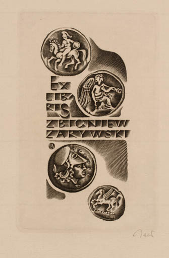 Exlibris by Wojciech Jakubowski from Poland for Zbigniewa Zarywskiego - Portrait 