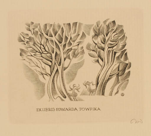 Exlibris by Wojciech Jakubowski from Poland for Edward Towpika - Fauna Tree 