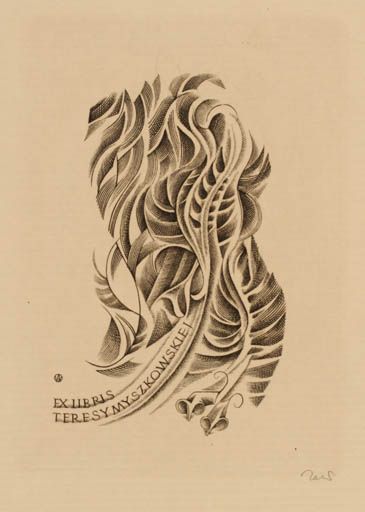 Exlibris by Wojciech Jakubowski from Poland for Teresy Myszkowskiej - Flower 