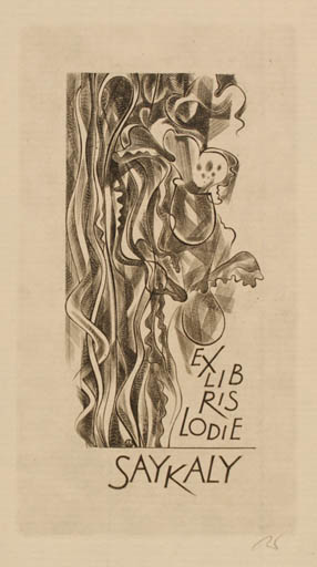 Exlibris by Wojciech Jakubowski from Poland for Lodie Saykaly - Flower 