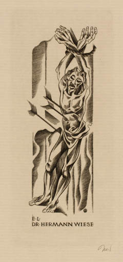 Exlibris by Wojciech Jakubowski from Poland for Dr. Hermann Wiese - Death Man 