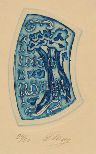 Exlibris by Lorentz May from Denmark for Inge Rödel - Tree 