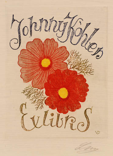 Exlibris by Lorentz May from Denmark for Johnny Kóhler - Flower 