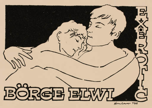 Exlibris by Hans Chr. Hornhaver from Denmark for Börge Elwi Carlson - Ex Erotica Couple 