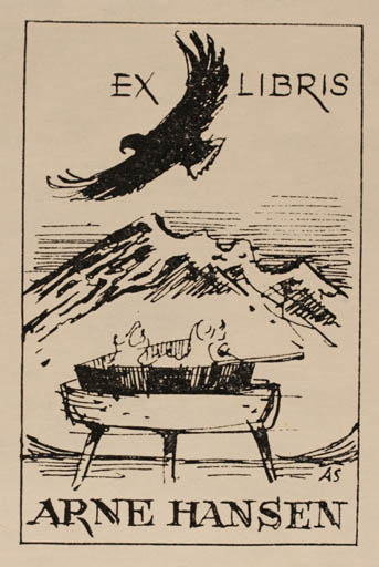 Exlibris by Alexander Secher from Denmark for Arne Hansen - Mountain Bird Food 