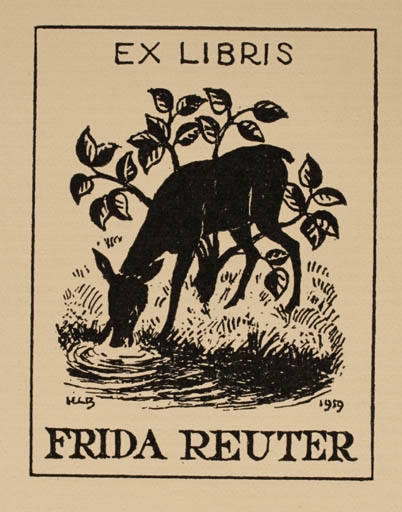 Exlibris by H. C. Bärenholdt from Denmark for Frida Reuter - Fauna 