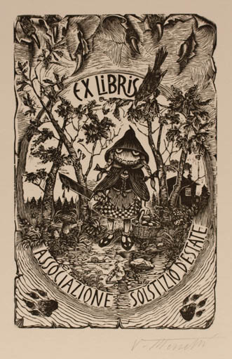 Exlibris by Valerio Mezzetti from Italy for Déstate Associazione Solstizio - Fairytale/fable 