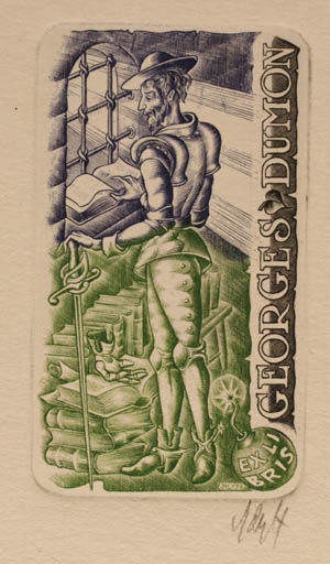 Exlibris by Vitautas Jakstas from Lithuania for Georges Dumon - Book Knight 