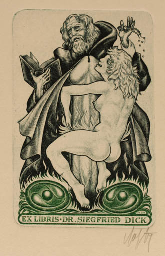 Exlibris by Vitautas Jakstas from Lithuania for Dr. Siegfried Dick - Erotica 