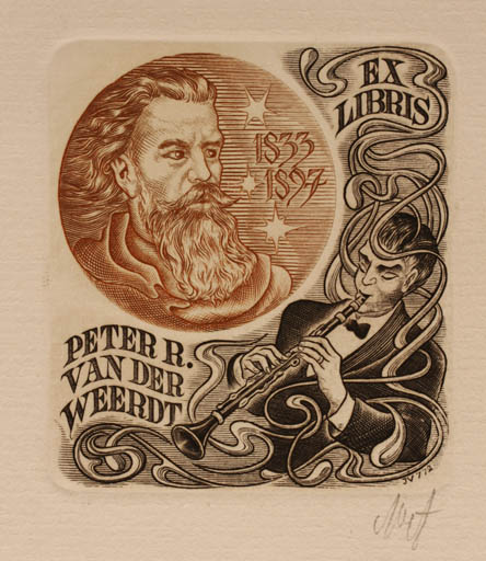 Exlibris by Vitautas Jakstas from Lithuania for Peter van der Weerdt - Music Portrait 