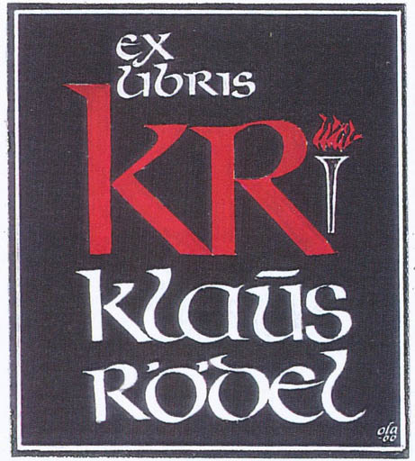 Exlibris by Eric Olsson from Sweden for Klaus Rödel - Text/Writing 