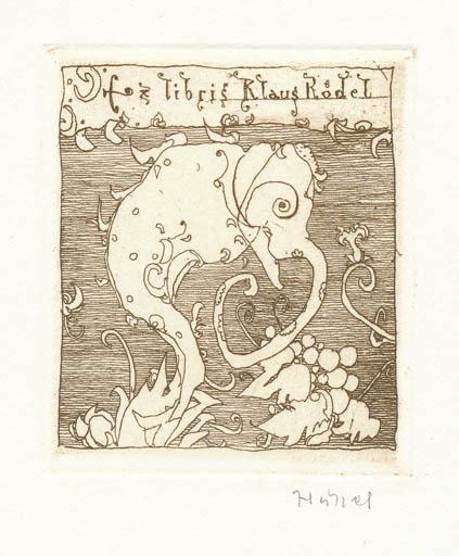 Exlibris by Horst Hussel from Germany for Klaus Rödel - Fable Animal 