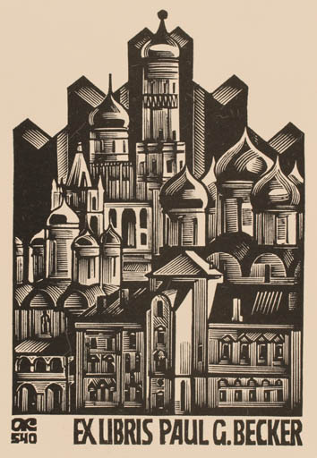 Exlibris by Anatolij Kalaschnikow from Russia for Paul G. Becker - Architecture City 