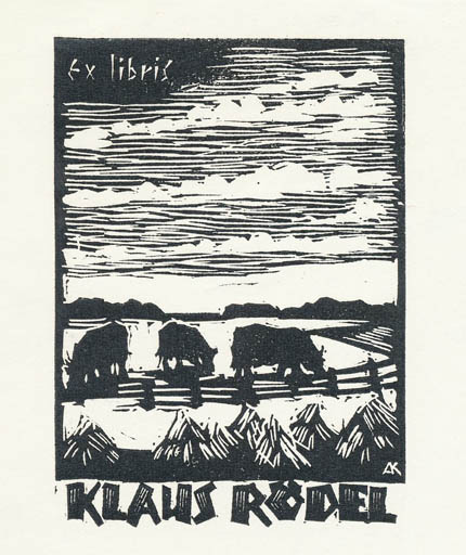 Exlibris by Kàroly Andrusko from Yugoslavia for Klaus Rödel - Scenery/Landscape 