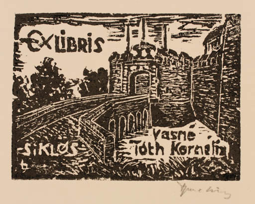 Exlibris by Lajos Imre from Hungary for Kornèlia Vasnè Tòth - Castle/Palace 