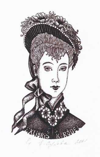 Exlibris by Elena Sukhova from Russia for Klaus Rödel - Portrait 