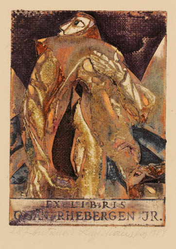 Exlibris by Antanas Kmieliauskas from Lithuania for G. Jan Rhebergen - Abstract Man 