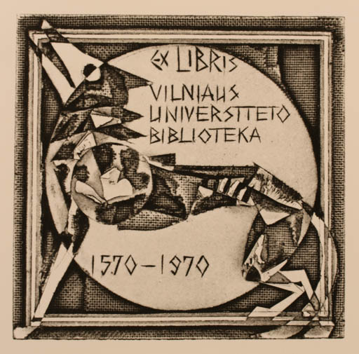 Exlibris by Antanas Kmieliauskas from Lithuania for Universita Library, Vilnius - Fauna 