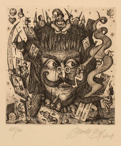 Exlibris by Miroslav Knap from Slovak Republic for Dr. Norbert Hillerbrandt - Group Man Portrait Sport/game 