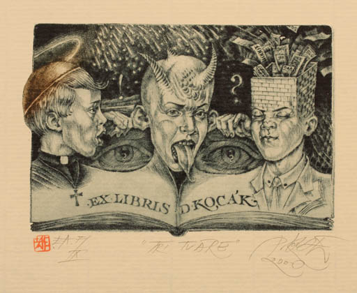 Exlibris by Peter Kocak from Slovak Republic for D. Kocak - Devil Surrealism 