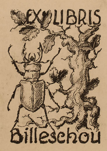 Exlibris by F. Aster from Denmark for Kaj Billeschou Hansen - Flora Insect 
