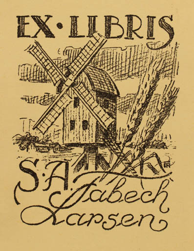 Exlibris by F. Aster from Denmark for S. A. Fabech Larsen - Mill 