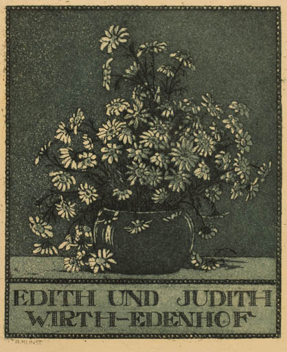 Exlibris by Adolf Kunst from Germany for Edith und Judith  Wirth-Edenhof - Flower 