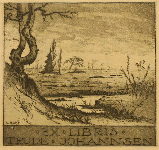 Exlibris by Adolf Kunst from Germany for Trude Johannsen - Scenery/Landscape 