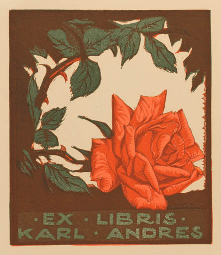 Exlibris by Adolf Kunst from Germany for Karl Andres - Flower 