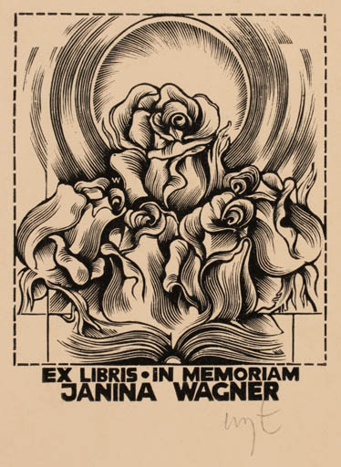 Exlibris by Wojciech Luczak from Poland for Janina Wagner - Flower Book Sun 