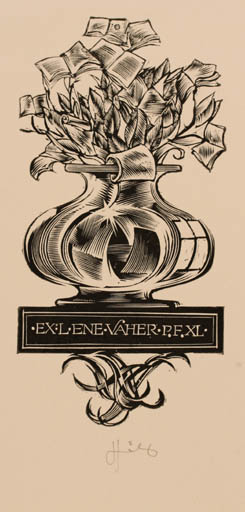 Exlibris by Lembit Löhmus from Estonia for Lene Vaher - Book Flora 