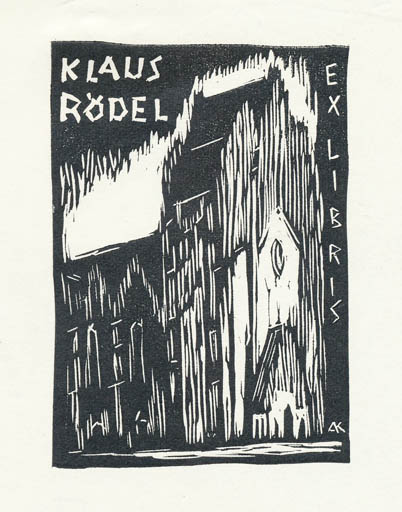 Exlibris by Kàroly Andrusko from Yugoslavia for Klaus Rödel - Church 