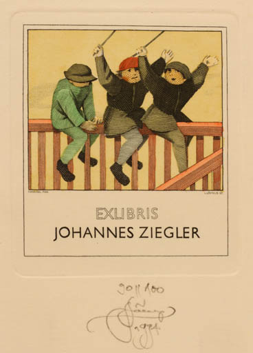 Exlibris by Lembit Löhmus from Estonia for Johannes Ziegler - Child 